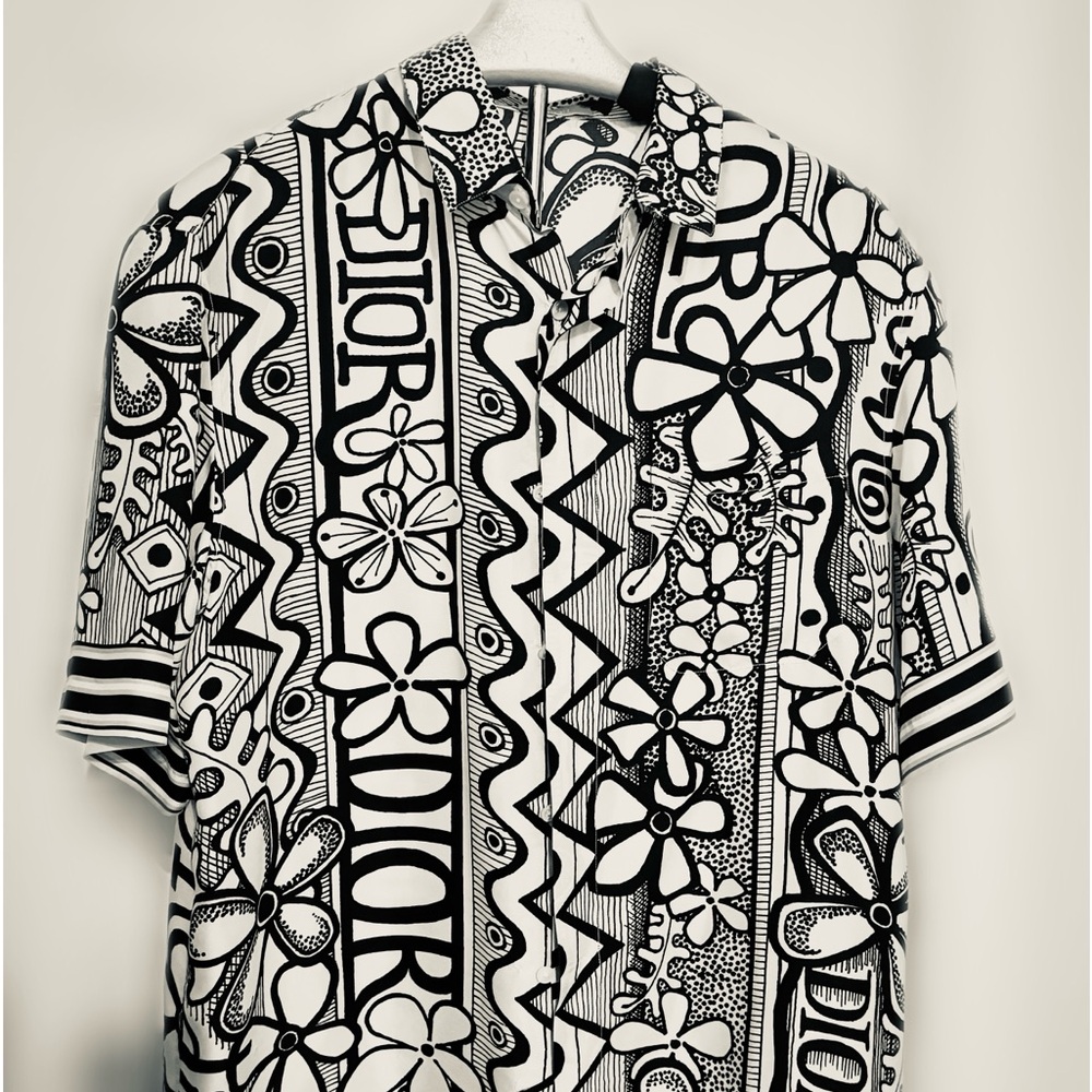 Dior x Stussy Silk Shirt by Kim Jones Fall 2020. 100% silk